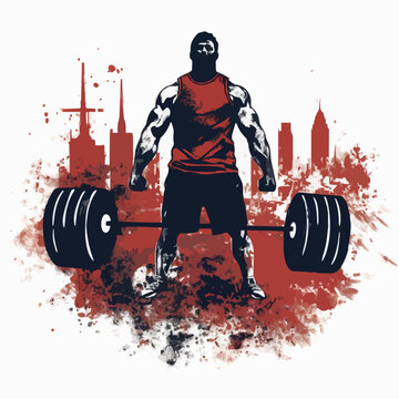 sports powerlifting competition silhouette. Created using Generative AI Technology