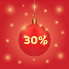 Christmas and New Year sale ball. Christmas promotion design. Color vector illustration.