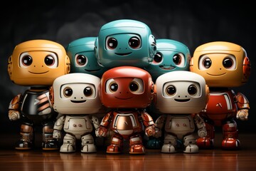 Obraz premium Futuristic robot toys with LED lights, Generative AI