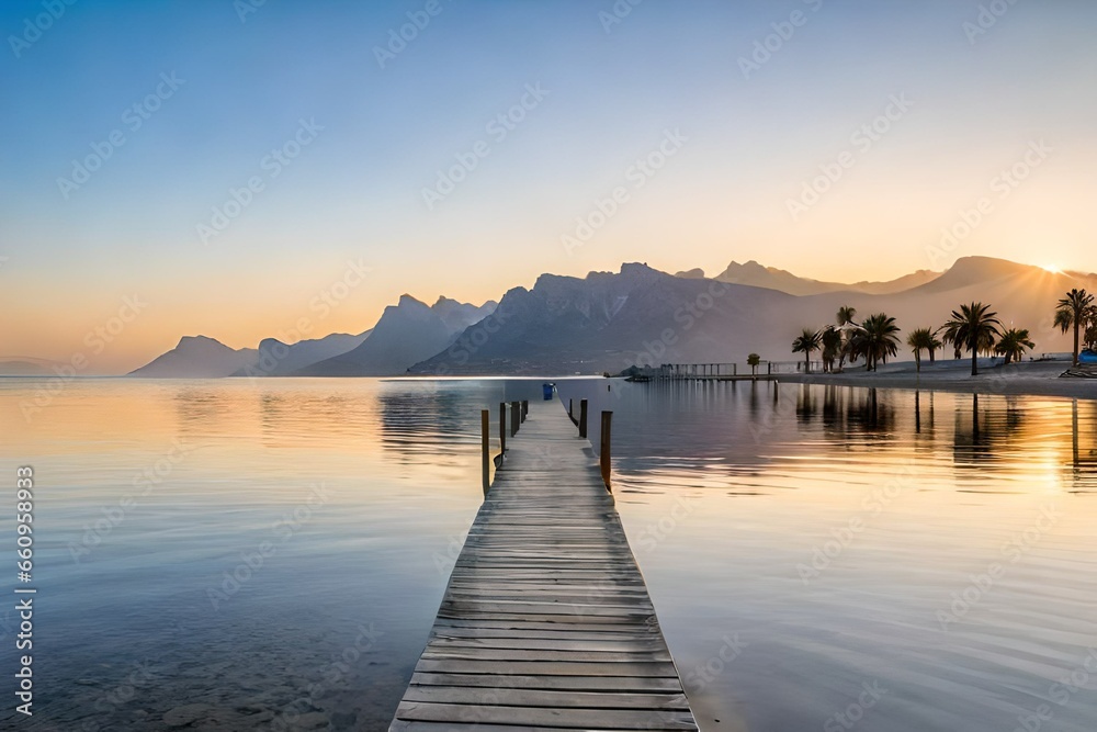 Canvas Prints sunset over the lake