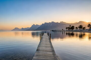 Obraz premium sunset over the lake