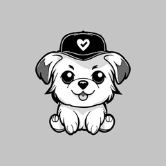 Cute little dog sitting vector illustration 1