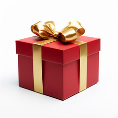 Obraz premium red gift box with gold ribbon