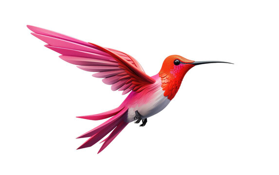 3D Cartoon of a Charming Hovering Hummingbird on transparent background