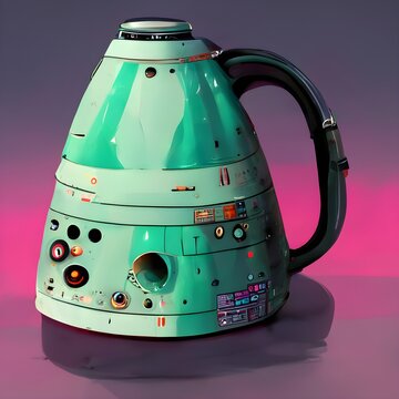 retrocore spacepunk kettle wallpaper illustration 
