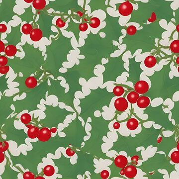 Christmas holly seamless pattern
