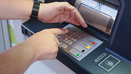 ATM machine, keyboard close up