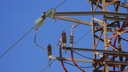 High voltage tower, close up - 660961560