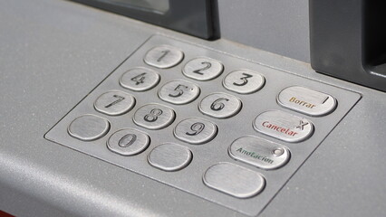ATM machine, keyboard close up - 660961587