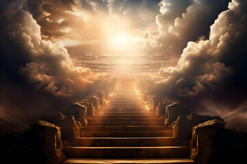 Fototapeta premium Stairway to Heaven A Captivating Photo Symbolizing Ascent Toward the Divine