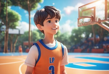 Super cute sports boy wearing a basketball vest - 660963779