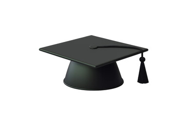 3D black student hat on transparent background