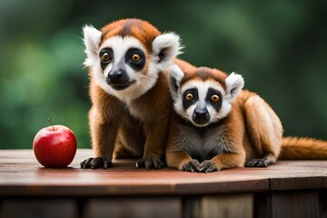 Fototapeta premium lemur sitting on the ground