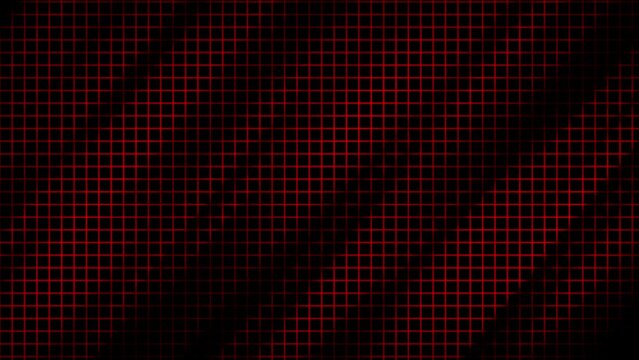 Abstract dynamic Red grid background .Diagonal motion waves dark background