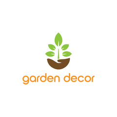 garden plants décor logo design vector