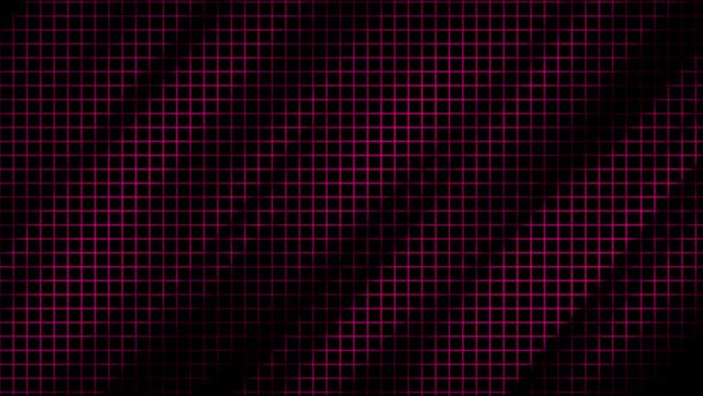 Abstract dynamic Magenta red grid background .Diagonal motion waves dark background