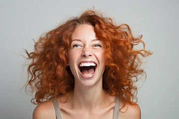 Fotobehang Stock photography of a caucasian woman. Laughter. Substance. Seeing © LaxmiOwl