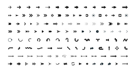 Fototapeta na wymiar Arrows set of 119 black icons. Arrow icon. Arrow vector collection. Arrow. Cursor. Modern simple arrows. Vector illustration.