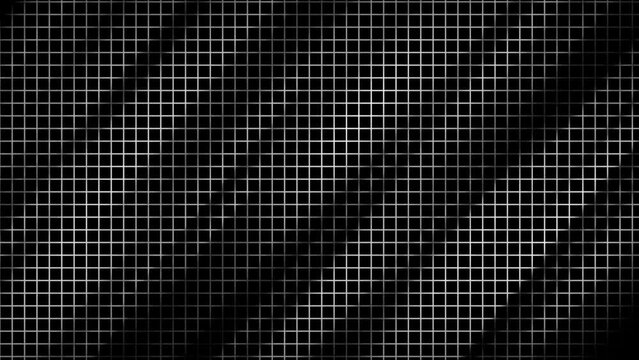 Abstract dynamic White and Black grid background .Diagonal motion waves dark background