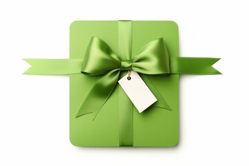 Empty greentag with bow isolated on white. Generative AI