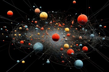 Complex arrangement of particles. Generative AI