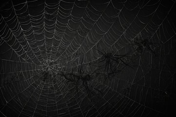 Mysterious Shadows and Silhouettes: A Dense and Intricate Creepy Spider Web Background