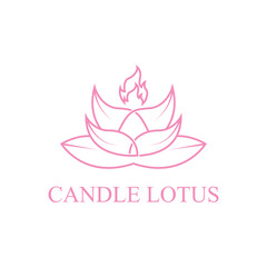 Lotus flower and candle vector logo design idea