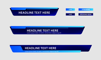 Lower third news vector. Set of lower third bar templates for television, video and media online