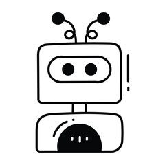 Robot doodle Icon Design illustration. Science and Technology Symbol on White background EPS 10 File