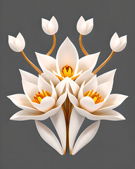 White, three-dimensional lotus flowers