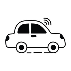 Smart car doodle Icon Design illustration. Science and Technology Symbol on White background EPS 10 File