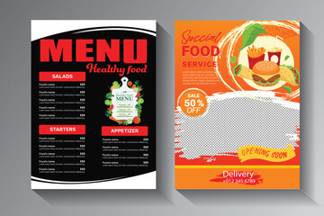 Lovely food menu and restaurant flyer design template