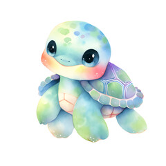 Cute watercolor turtle illustration