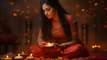 Diwali lights celebration background, hindu festival, india, diya lamp