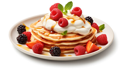 pancakes with berries and greek yogurt