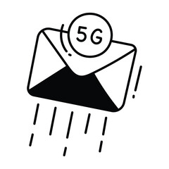 Sending mail doodle Icon Design illustration. Science and Technology Symbol on White background EPS 10 File