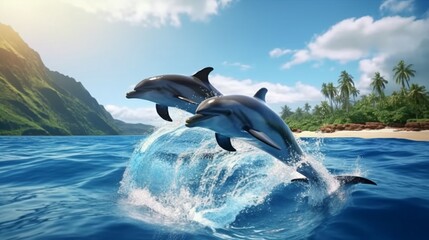 dolphin jumping out of water  generated by AI