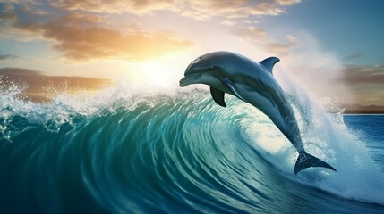 dolphin jumping in water with water layers  generated by AI