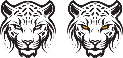 Tiger face cut out silhouette, tiger, or cougar, Roaring Leopard mascot black and white vector, Tiger head silhouette, t-shirt tiger tattoo design