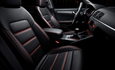 Red and black interior of a car