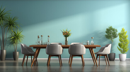 Dining room interior with dining table
