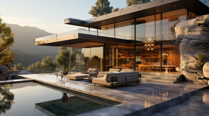 Fototapeta premium luxurious house with forest view