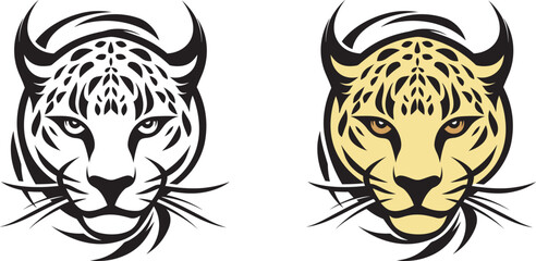 Tiger face cut out silhouette, tiger, or cougar, Roaring Leopard mascot black and white vector, Tiger head silhouette, t-shirt tiger tattoo design