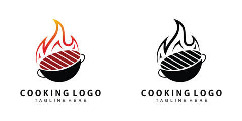Simple cooking flame logo design with unique concept| fire logo| premim vector