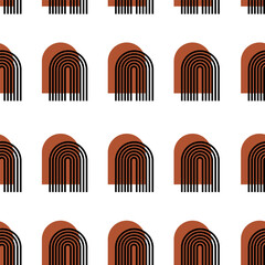 Simple minimalistic seamless pattern with rainbow arches. Vector background for cards, textiles, packaging and your other designs