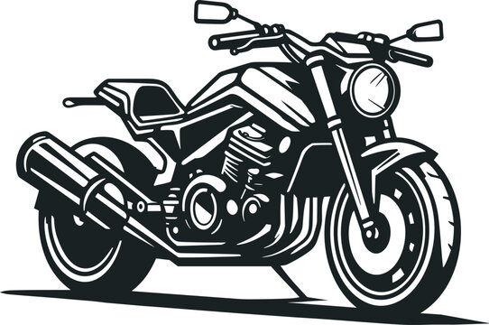 Silhouette of motorcycle, Motorbike Icon Vector Logo Template. Flat style. Side view, Motorcycle outline black silhouette