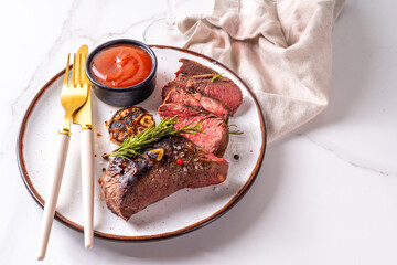 Grilled beef steak with herb and spices