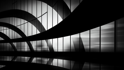 Obraz premium modern curve building room in the dark