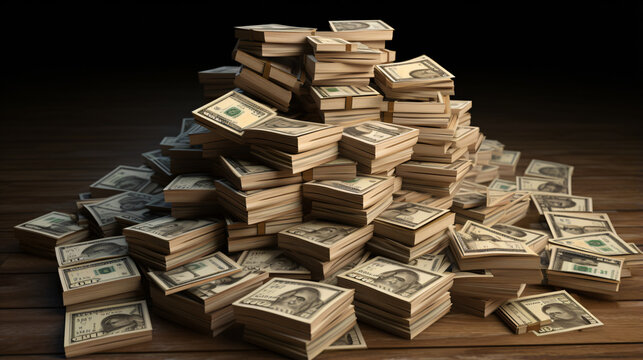 Dollar bills stack millions of dollars