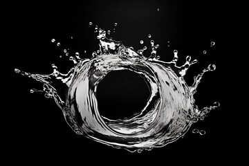 A water splash hitting the black background
